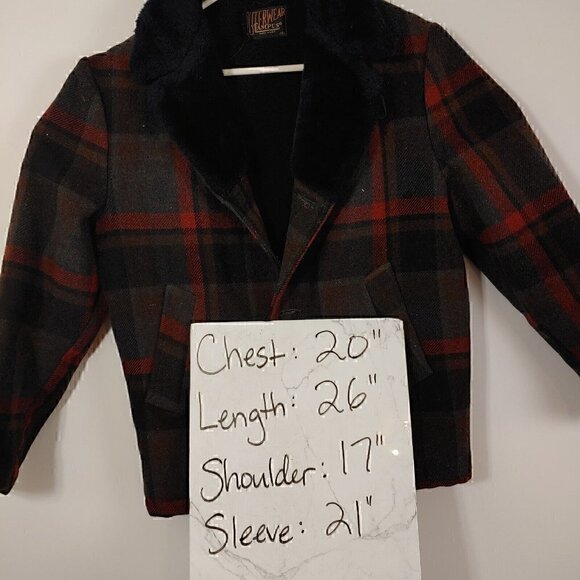 VTG Campus Men's 50s 60s Plaid Wool Sherpa Jacket size 38 - Picture 6 of 6